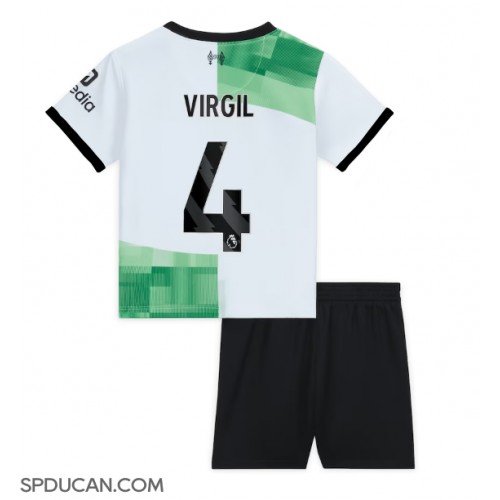 Dječji Nogometni Dres Liverpool Virgil van Dijk #4 Gostujuci 2023-24 Kratak Rukav (+ Kratke hlače)